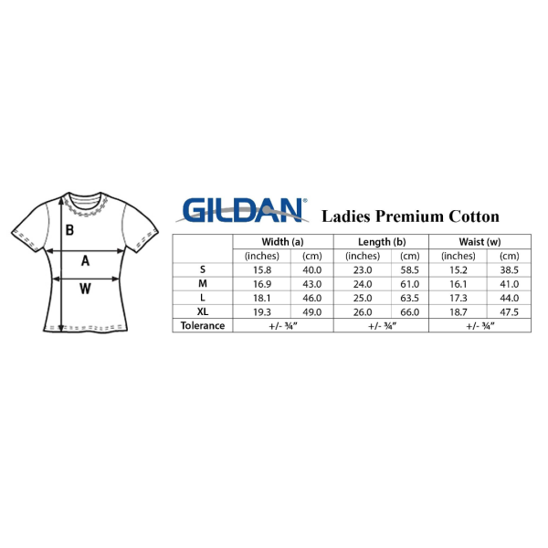 Ladies Gildan Size Chart