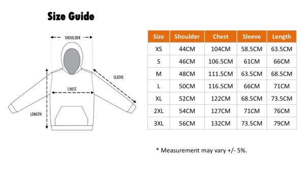 SS14 Pullover Hoodie Size Chart