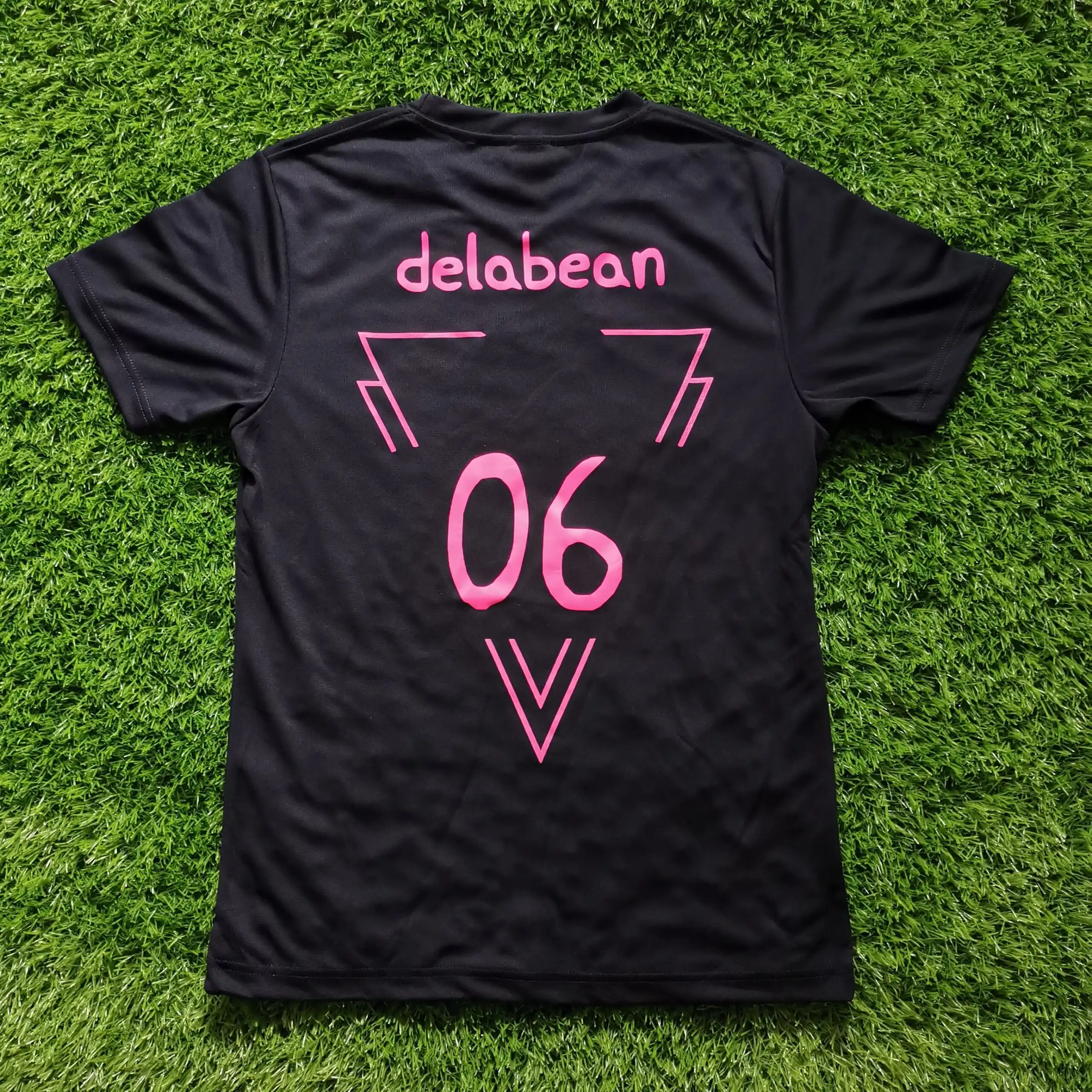 Neon Pink Silkscreen Printing on Black T-Shirt