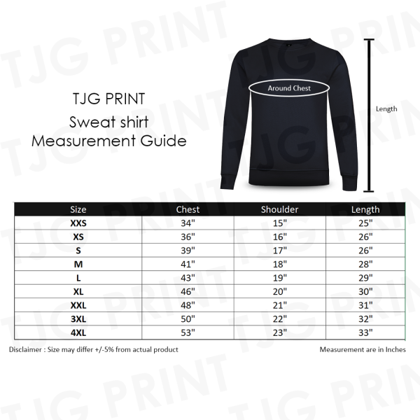 Beam RGN21 Sweater Pullover Size Chart
