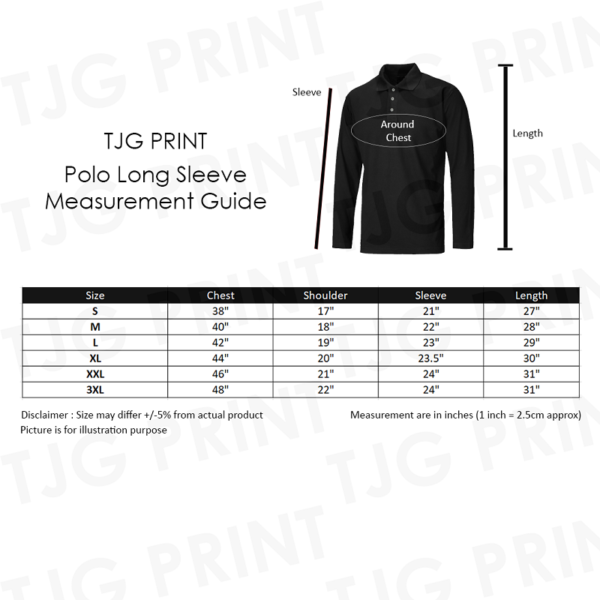 SJ Long Sleeve Size Chart