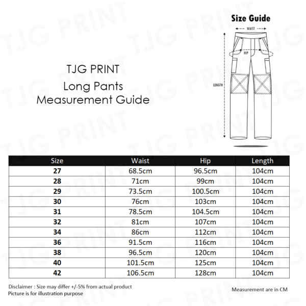 LP01 Size Chart