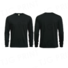 Black Cotton Long Sleeve Front and Back