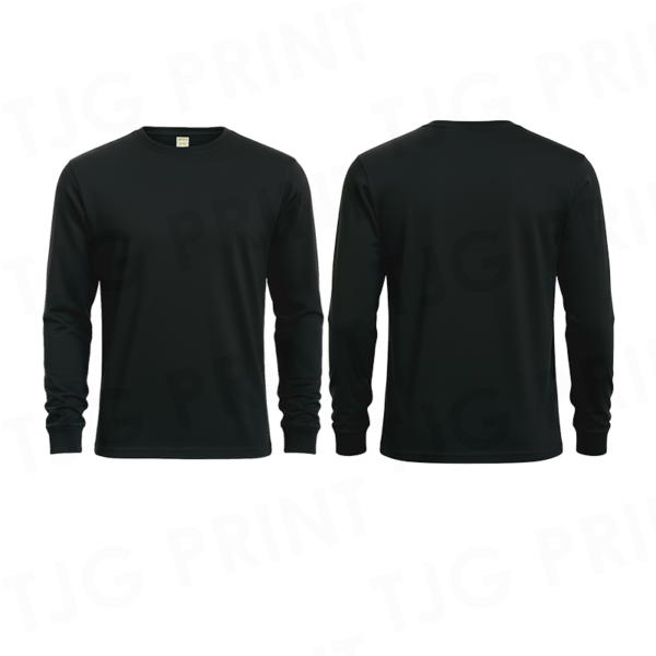 Black Cotton Long Sleeve Front and Back