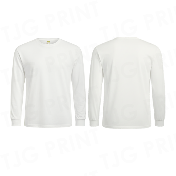 White Cotton Long Sleeve Front and Back