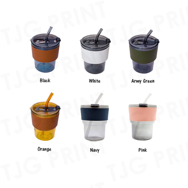 AM45 Glass Mug with Straw and Lid